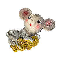 Магніт сувенір на новий рік "Мишка з монетами" (8х6,5 см)