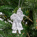 Набір новорічних прикрас "Срібні фігурки Діда Мороза" 2 шт., фото 2
