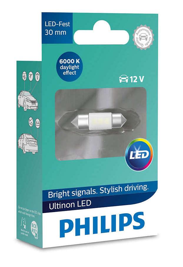 Автолампи Philips Ultinon LED для салону автомобіля (температура 6000K)