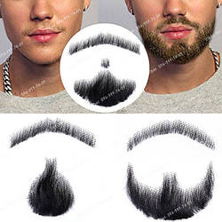 🧔 Борода і вуса реалістичні — накладка на сітці чорного кольору