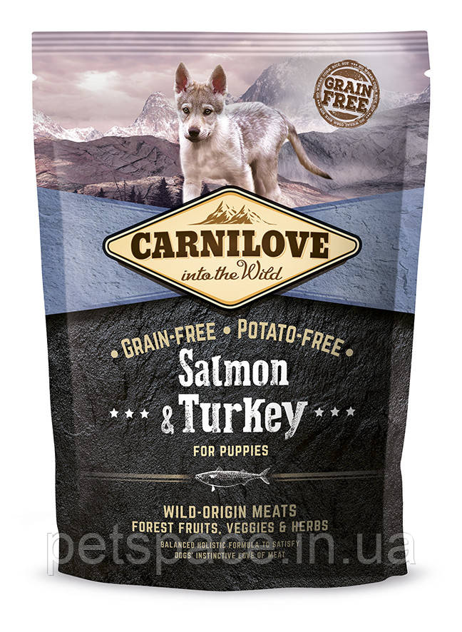 Сухий корм Carnilove Puppy Salmon&Turkey (Карнілав для цуценят всіх порід, лосось з індичк.), 1,5кг.