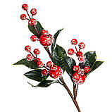 Гілка для новорічного декору "Вічнозелена рослина з ягодами" (37х13 см), фото 2
