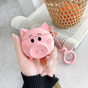 Чохол кейс для навушників Apple AirPods Alitek Pig + тримач на палець (88611), фото 2
