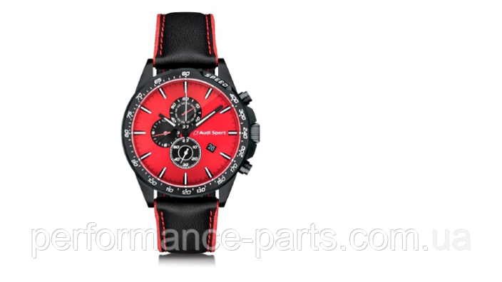 Чоловічий наручний годинник хронограф Audi Sport Chronograph, Mens, black/red 3101900400