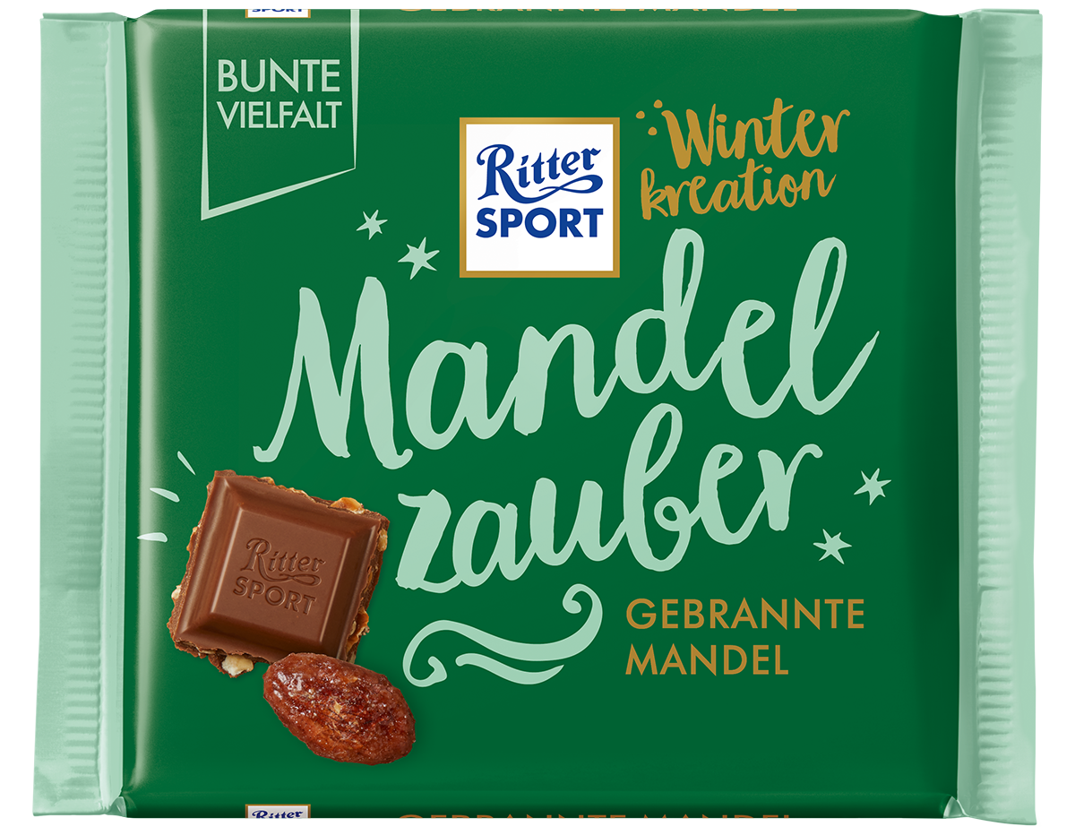 Шоколад Ritter Sport молочний з мигдалем в карамелі Mandel Zauber 100г Німеччина