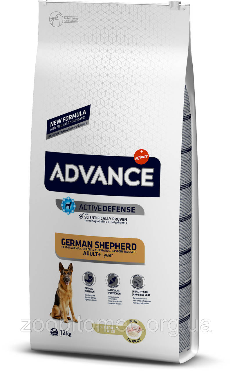 Корм ADVANCE (Едванс) Dog German Shepherd для німецьких вівчарок (індичка+рис), 12 кг