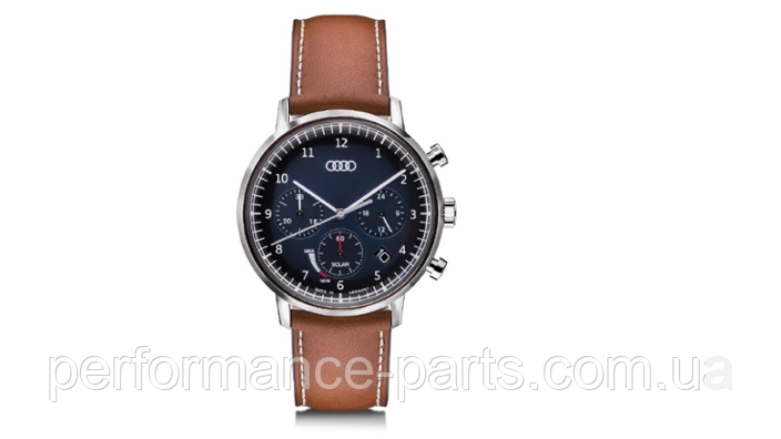 Чоловічий наручний годинник хронограф Audi Chronograph Solar-powered, Mens, blue/brown, 3101900100