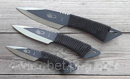 Набір 3 шт ножів для метання Скорпіон зі шнурівкою на рукояті + тканинний чохол, для мисливця/ рибалки /