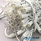Світлодіодна гірлянда String Нитка 10м 100LED Каучук PROF тепла біла на білому проводі 10 миготливих світлодіодів, фото 9