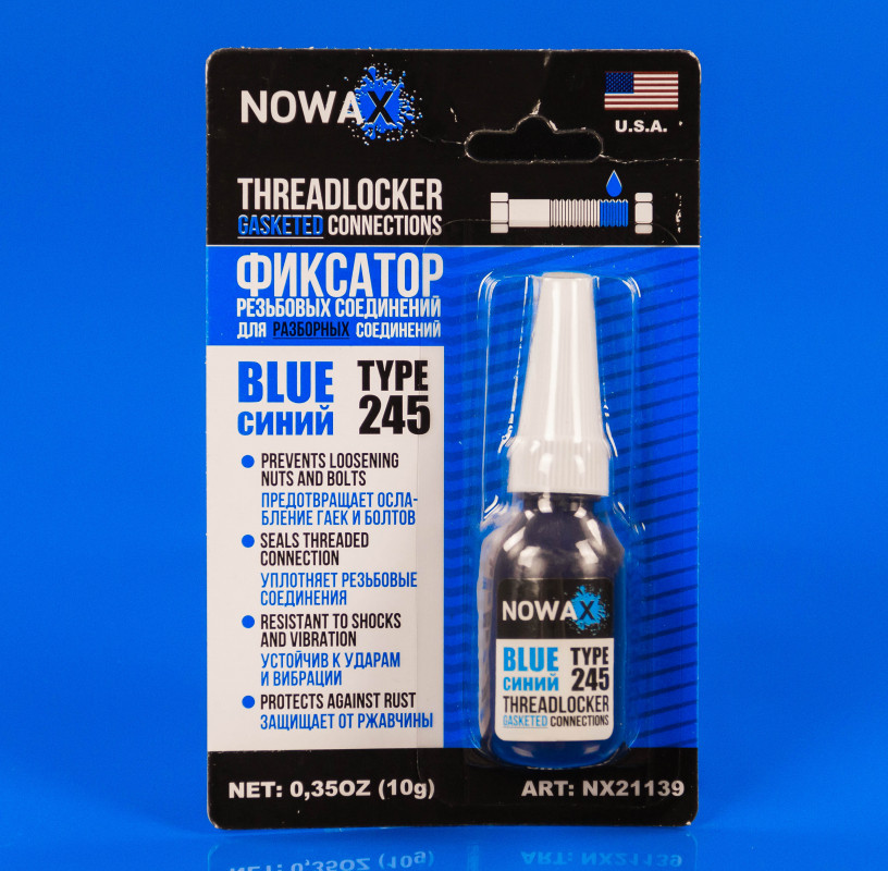 Фіксатор різі NOWAX Threadlocker 10 г синій