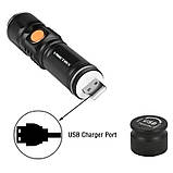 Тактичний ліхтарик X-Balog Police BL-515, вмонтований акумулятор Li-ion 18650, Діод Cree T6, USB, фото 3