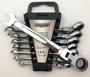 Набір ключів ріжково-накидних з тріскачкою Euro Craft 8 шт. 8-19 мм