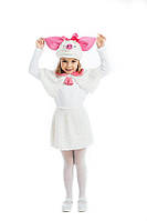 Карнавальный костюм из меха с накидкой и юбкой "Хрюшка белая" размер 4-7 лет