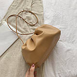 Сумка-пауч жіноча в стилі bottega veneta. Сумка клатч хмара світло-коричневий, фото 6