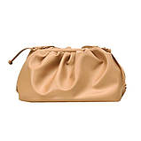 Сумка-пауч жіноча в стилі bottega veneta. Сумка клатч хмара світло-коричневий, фото 2