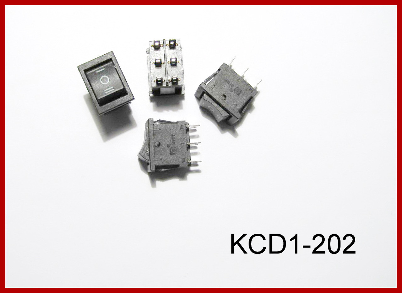 Перемикач консольний KCD1-202-1, 250V, 6A.