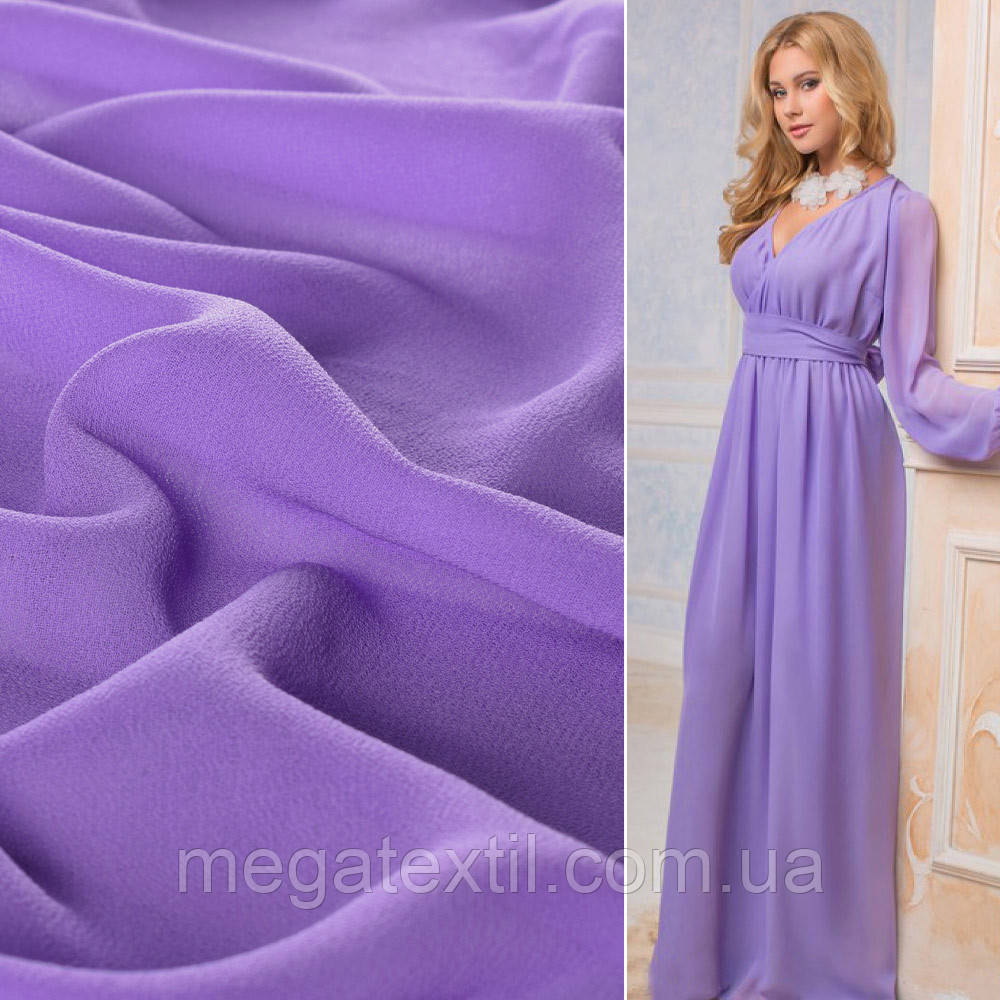 Креп-шифон стрейч бузковий ш.150