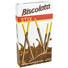 Соломка «Biscolata Stix Milky» в молочному шоколаді 40г 1уп/12шт