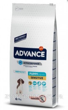 Корм ADVANCE (Едванс) Puppy Sensitive для цуценят всіх порід (лосось+рис),12 кг