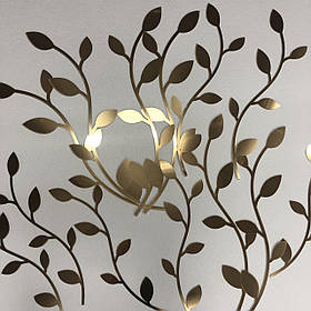 Декор на стіну Гілочки та листочки 10 штук із дзеркального пластику для дитячої кімнати і фотозони  60*15 см