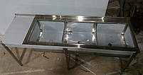 Стіл -Мийка 1200х600х850, 1-секційна з бортом для їдалень і пр з нержавіючої сталі, фото 5