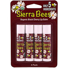 Органічний бальзам для губ, Чорна вишня, 4 штуки, 4,25 г Sierra Bees