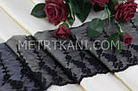 Мереживо з квіточками на дрібній сіточці чорного кольору, ширина 12 см. No198-332, фото 2