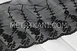 Мереживо з квіточками на дрібній сіточці чорного кольору, ширина 12 см. No198-332, фото 4