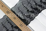Мереживо з квіточками на дрібній сіточці чорного кольору, ширина 12 см. No198-332, фото 5