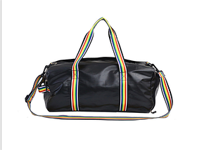 Велика спортивна молодіжна сумка з яскравими ручками, чорна, опт