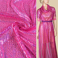 Сітка яскраво-рожева з дрібними паєтками ш.130