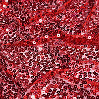 Сітка червона з квадратними переливаючимися паєтками, ш.150