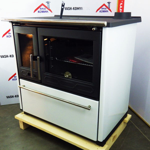 Отопительно-варочная печь Plamen 850 Glas белая купить по доступной ...