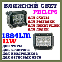 Додаткові світлодіодні фари led квадратні 12-24v CYCLONE WL B1 18W