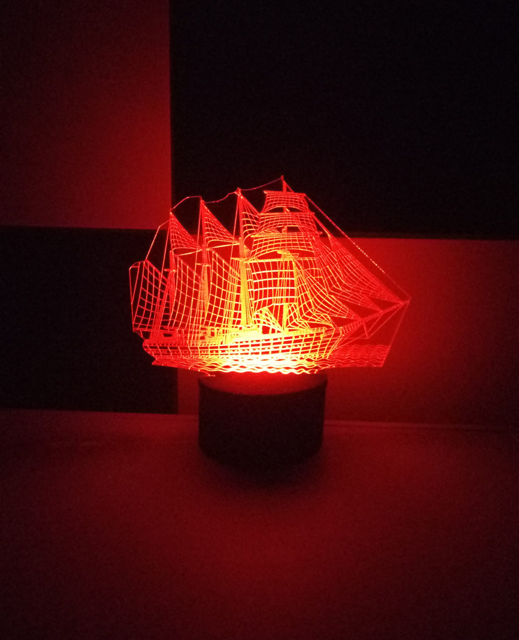 3d-світильник Корабель, 3д-нічник, кілька підсвіток (на батарейці), фото 1