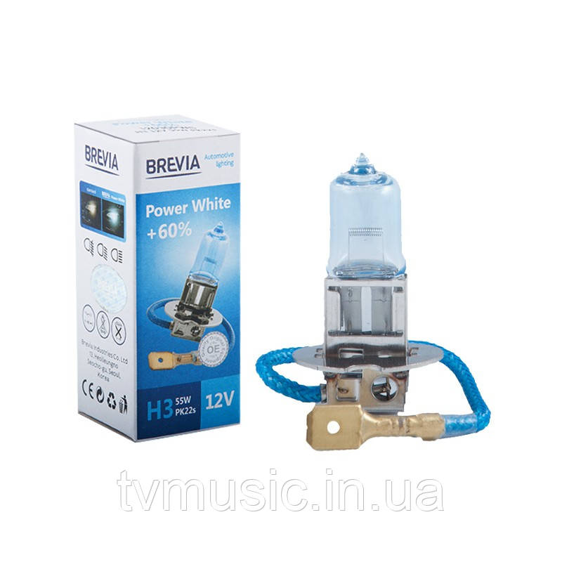 Автолампа BREVIA Power White +60% H3 12V 55W 4300K