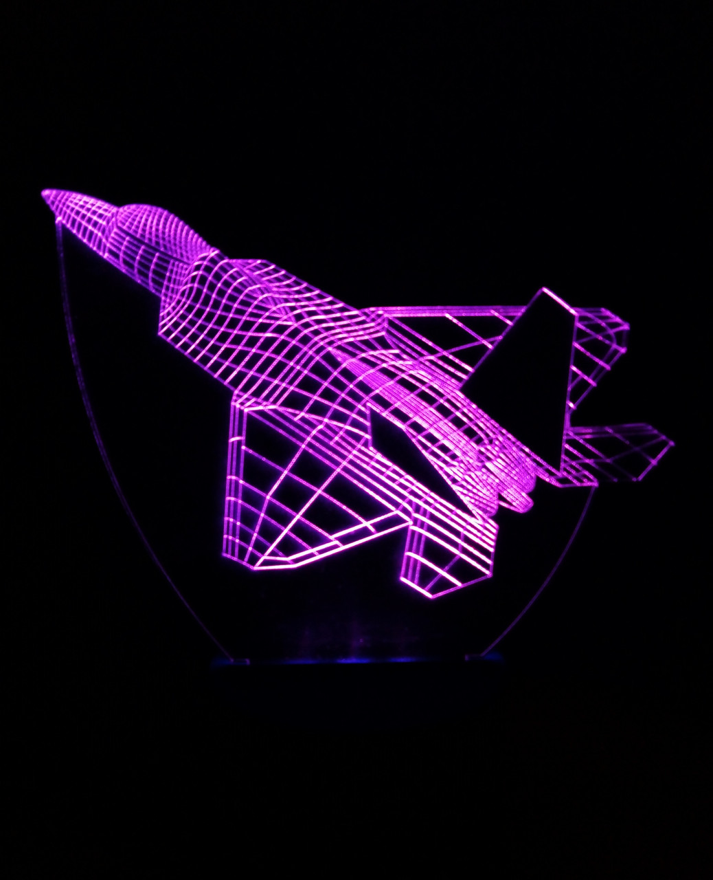 3d-світильник Літак винищувач, 3д-нічник, кілька підсвічувань (батарейка+220В), фото 1