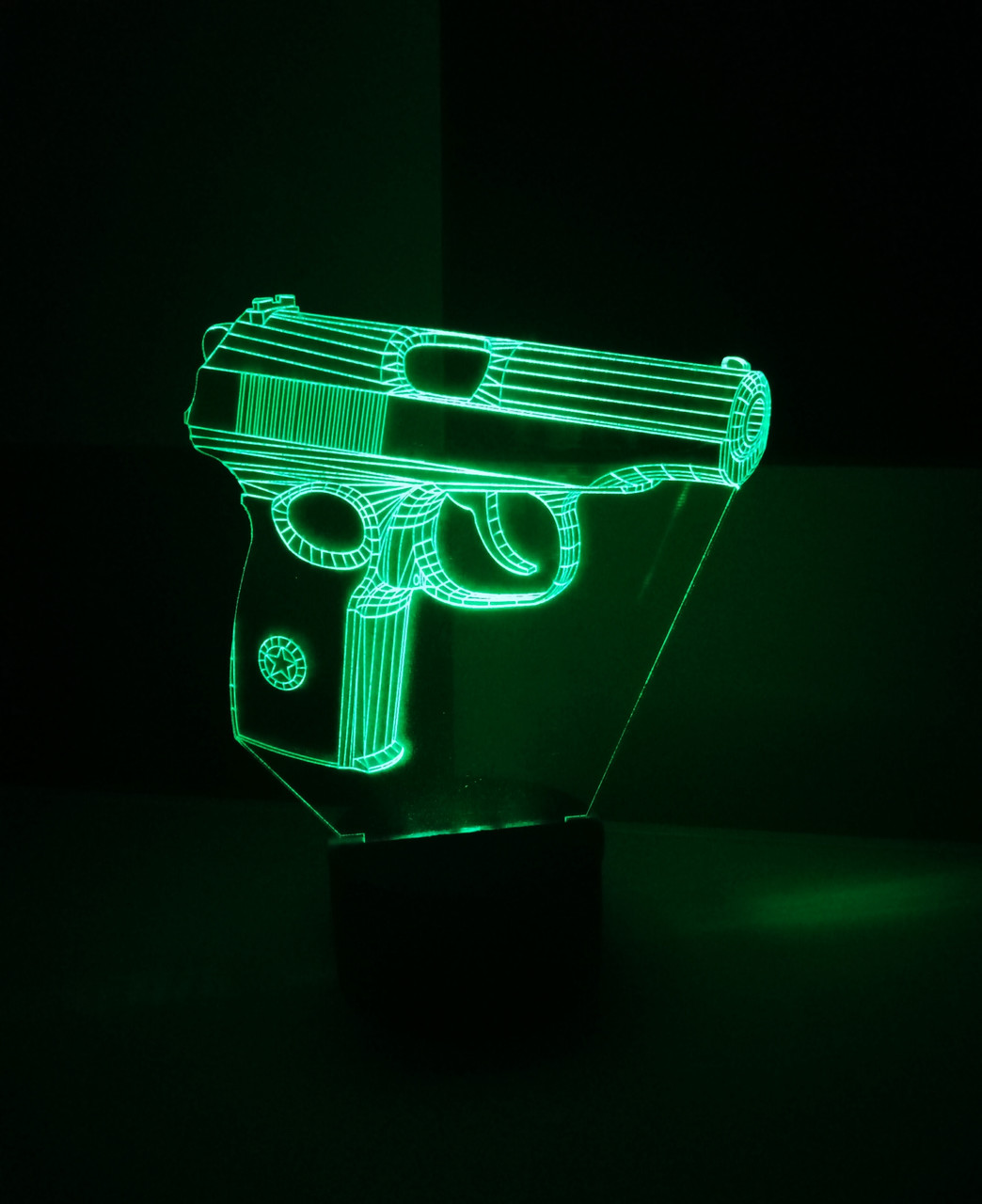 3d-світильник Пістолет Макарова, 3д-нічник, кілька підсвічувань (на пульті), фото 1