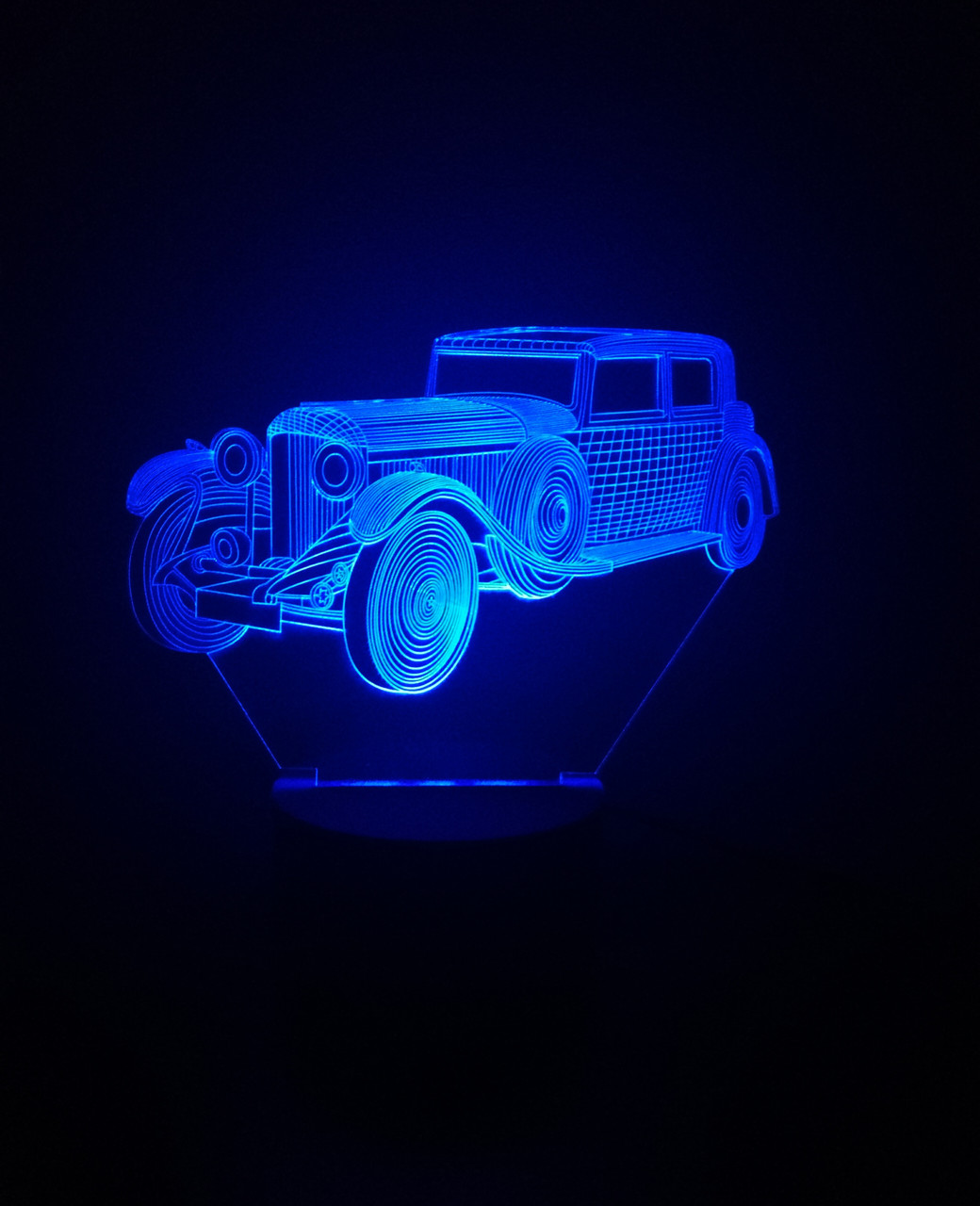 3d-світильник Ретро автомобіль, 3д-нічник, кілька підсвічувань (батарейка+220В), фото 1