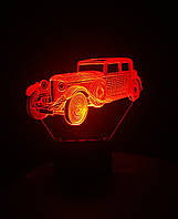 3d-светильник Ретро автомобиль, 3д-ночник, несколько подсветок (на батарейке)