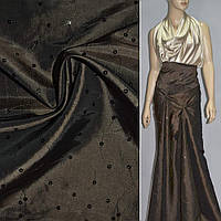 Тафта с вышивкой и пайетками коричневая светлая ш.150 (14407.003)