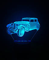 3d-светильник Ретро автомобиль, 3д-ночник, несколько подсветок (на пульте)