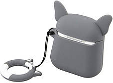 Чохол Case для Apple AirPods Alitek Французький бульдог (Grey/White) + тримач, фото 4