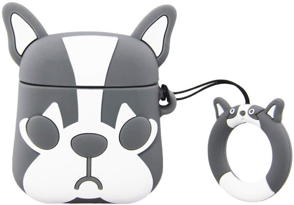 Чохол Case для Apple AirPods Alitek Французький бульдог (Grey/White) + тримач