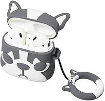 Чохол Case для Apple AirPods Alitek Французький бульдог (Grey/White) + тримач, фото 5