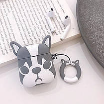 Чохол Case для Apple AirPods Alitek Французький бульдог (Grey/White) + тримач, фото 6