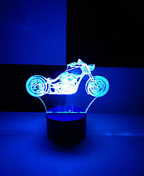 3d-світильник Чоппер, мотоцикл, 3д-нічник, кілька підсвічувань (на батарейці)