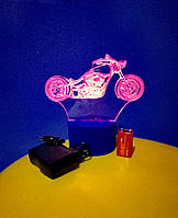 3d-светильник Чоппер, мотоцикл, 3д-ночник, несколько подсветок (батарейка+220В), подарок для байкера