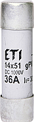 Запобіжник ETI CH gPV DC 14Х51 36А 2637115 10кА 1000V