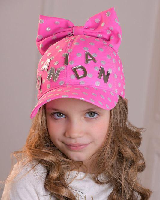 Яскрава дитяча кепка для дівчинки з бантом Dan & Dani 42091P-39 Рожевий